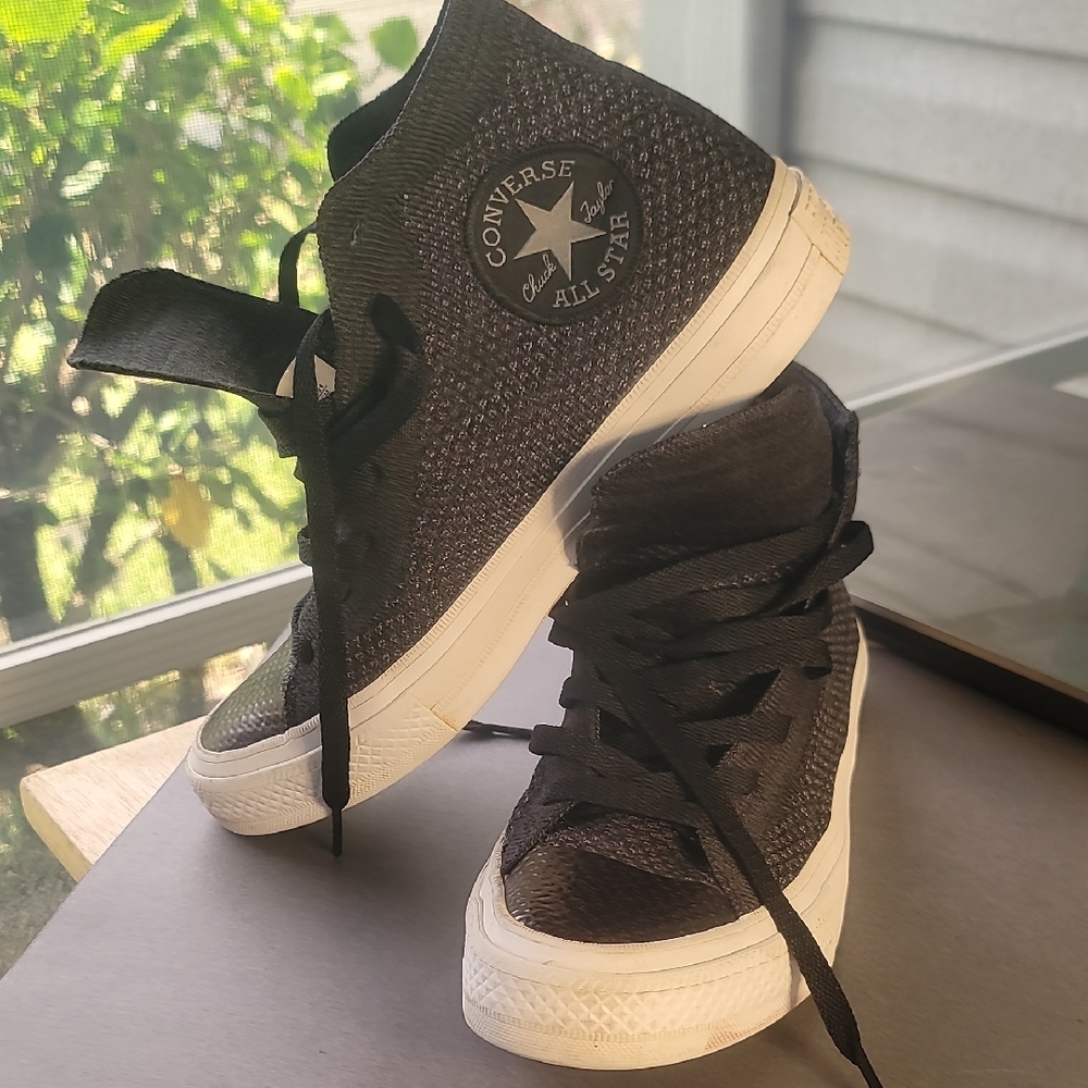 Converse Chuck Taylor x Nike Flyknit w/Lunarlon Charcoal High-Top Sneakers W 7.5